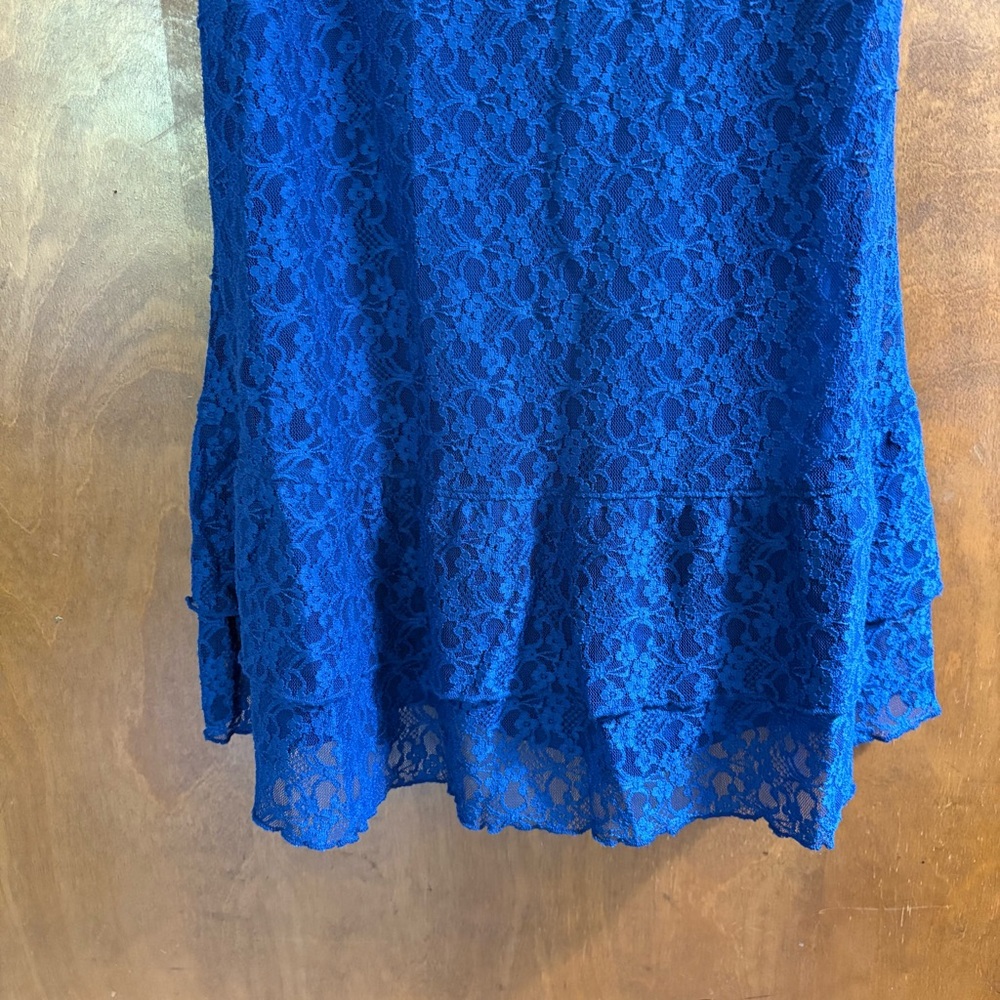 Aeropostale Blue Sheer Mesh Lace Trim Babydoll Cami Slip Dress Y2K Fairy NWT Mod - Picture 7 of 14
